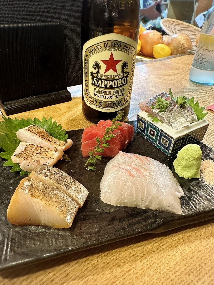 「鮮魚と炉端と肉おでん 烽（のろし）」でいただいた「おまかせ刺し5種盛り（1人前）」”999円（税込）