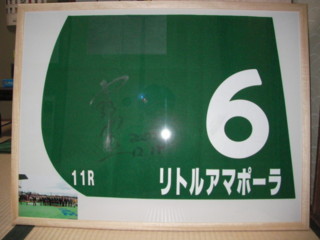 リトルアマポーラの愛知杯優勝ゼッケンを額装してみた Anyway Goes