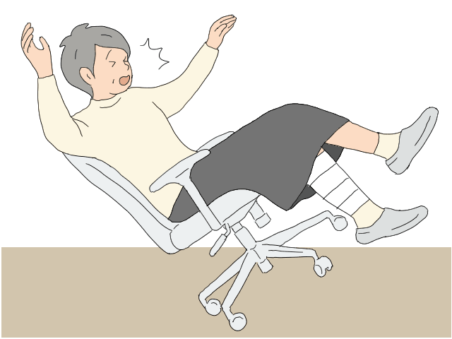 キャスター椅子ごと転倒