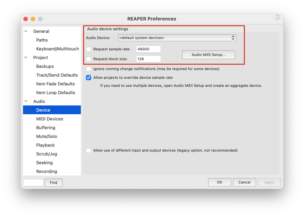 audio device settings