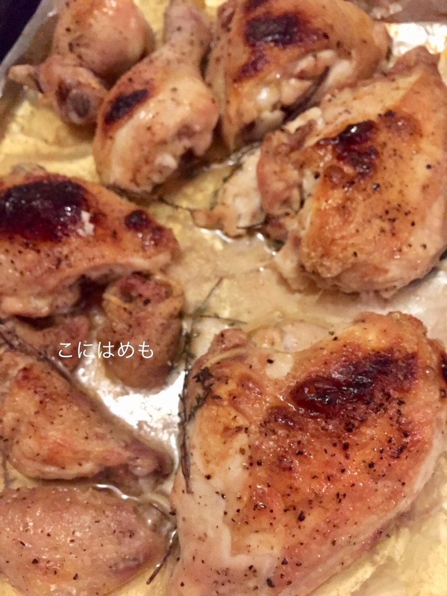 とっても簡単！鶏肉のにんにくとタイムのオーブン焼き。