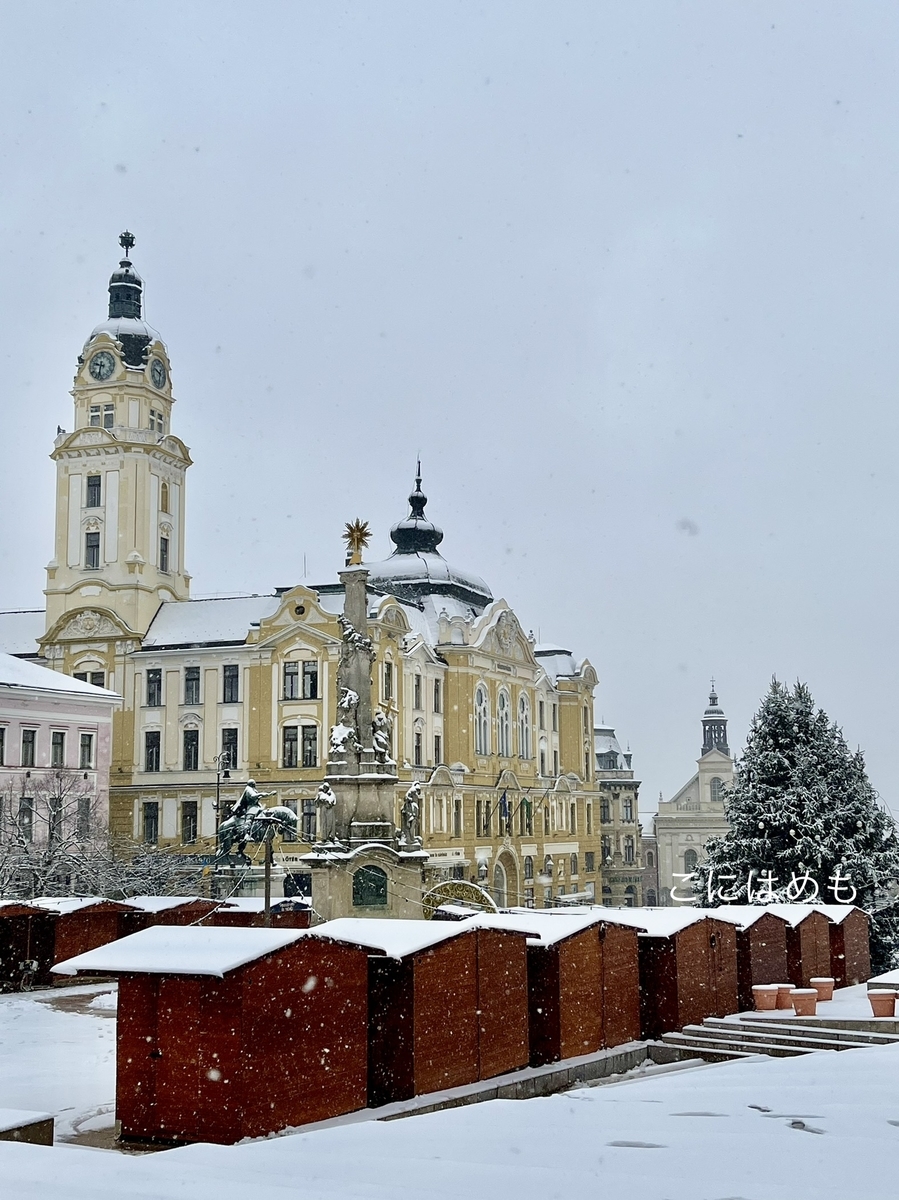 ハンガリーの南部の都市Pécs:ペーチの雪。