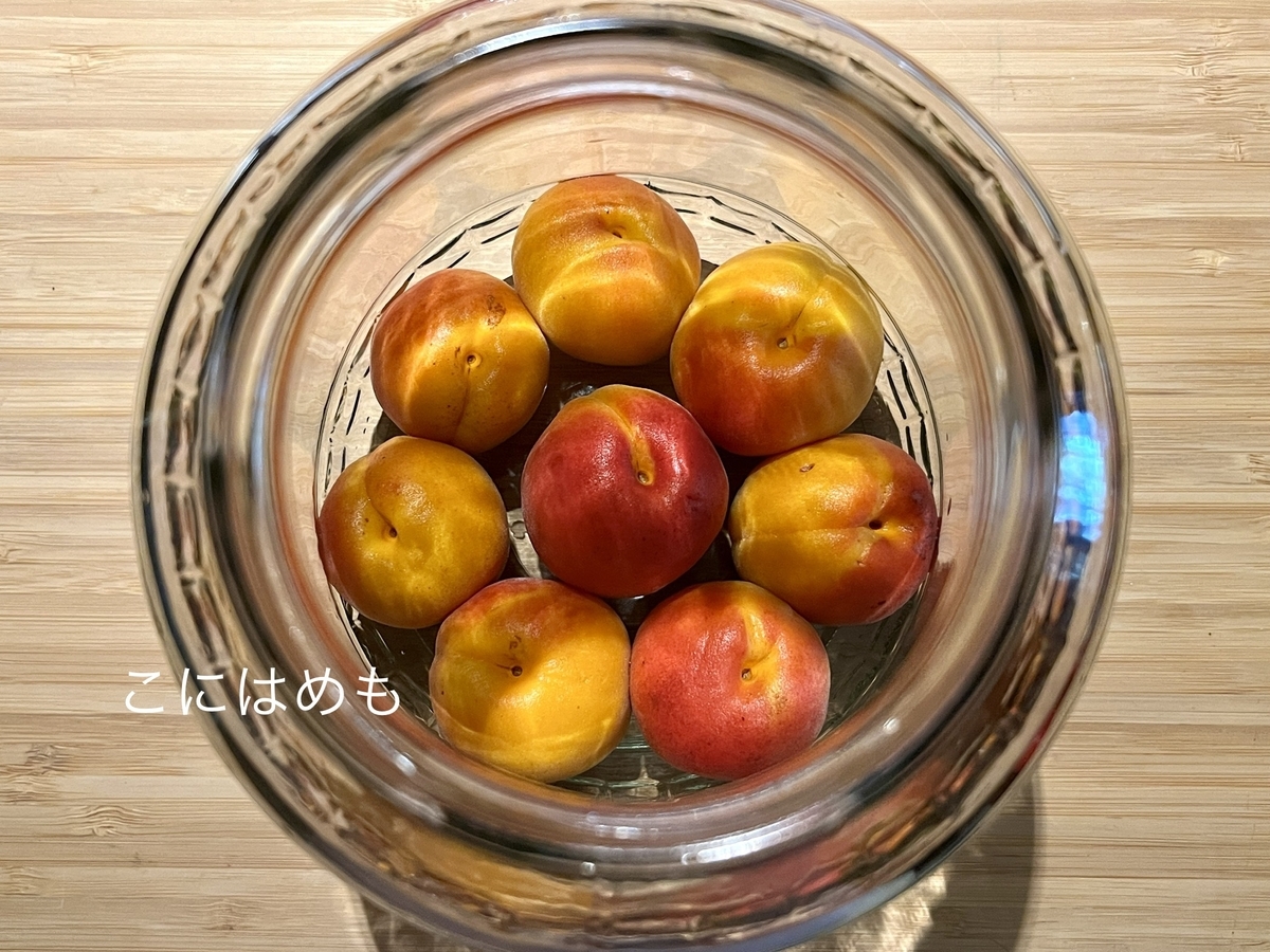 瓶にあんず、お塩を入れて層にしていく。