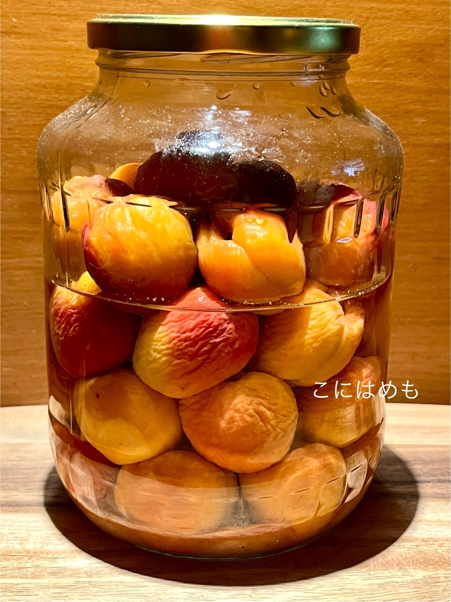 3日後のあんずで作る「梅干し(梅漬け)」の様子。