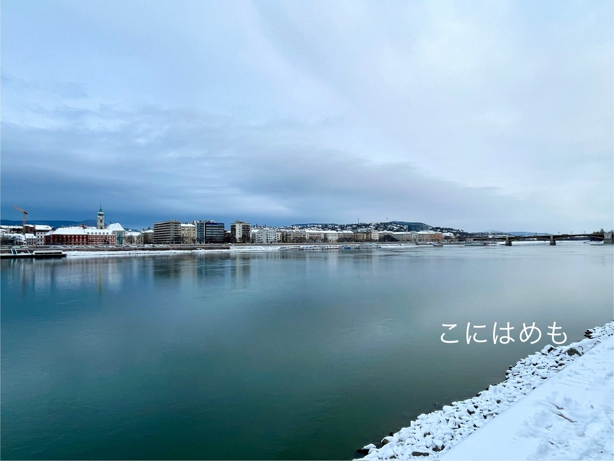 2026年1月1日　雪の積もるブダペストとドナウ川。