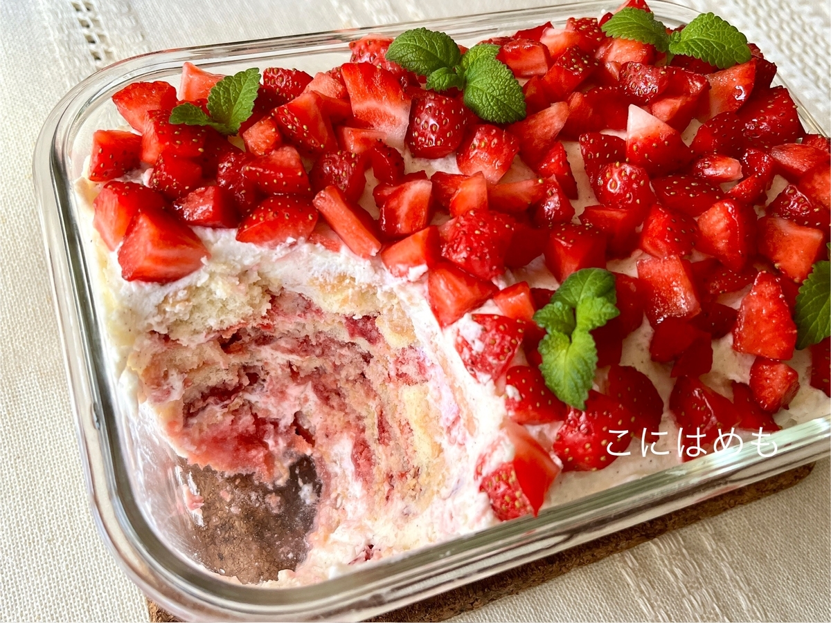 【イタリアのお菓子】たまごなし。いちごのティラミス「Tiramisù alle fragole:ティラミス アッレ フラーゴレ」
