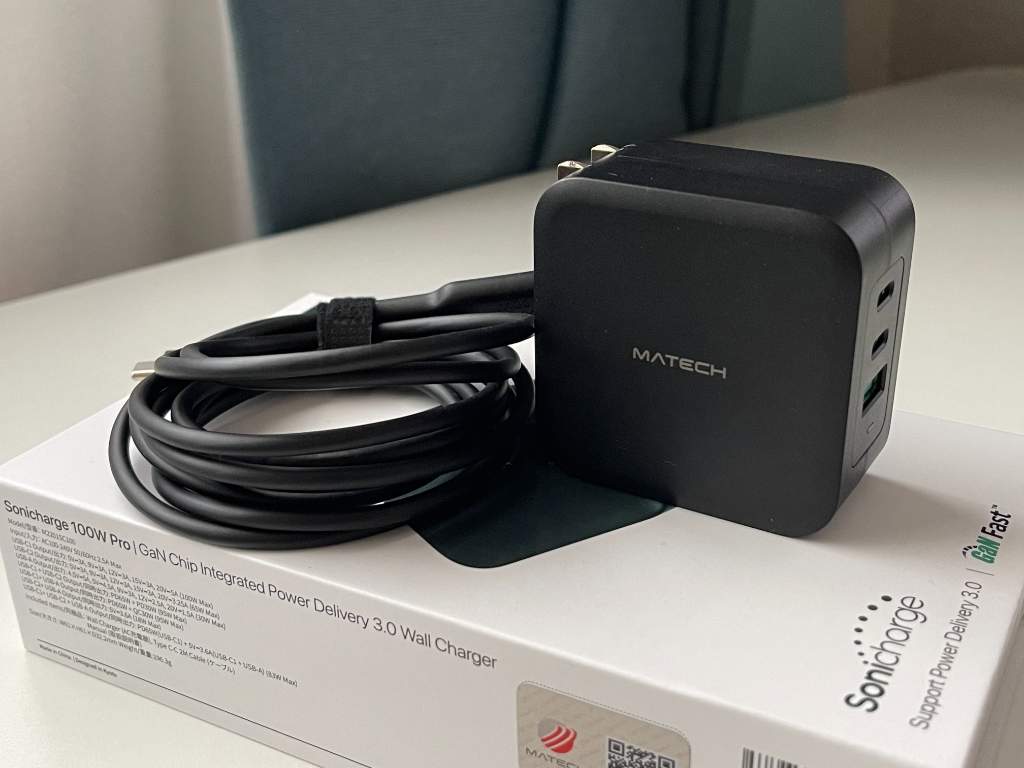 MATECH Sonicharge 100W Pro レビュー】最大100W出力。ノートPCの充電
