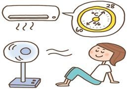 扇風機と室温計のイラスト
