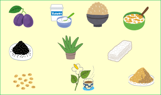 便秘改善に効果的な食べ物のイラスト