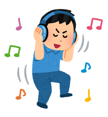 音楽を聴く男性