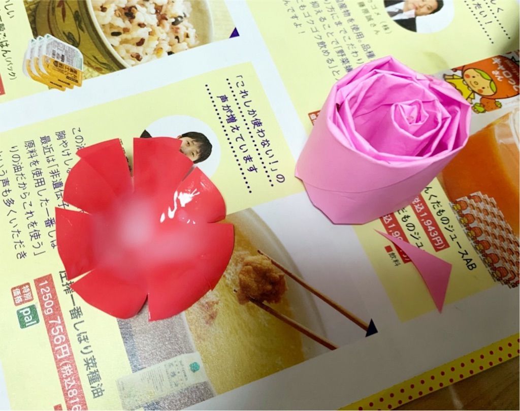 簡単 折り紙で作る花5種 子供と作れる立体の花束 バラ ガーベラ カーネーション チューリップ スイートピー ゆっくり歩いていこう