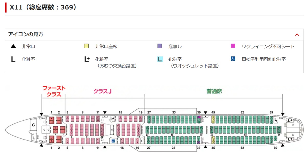 X11 seating arrangement map