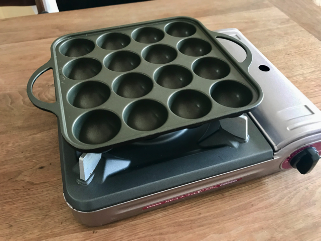 カセットコンロでたこ焼き