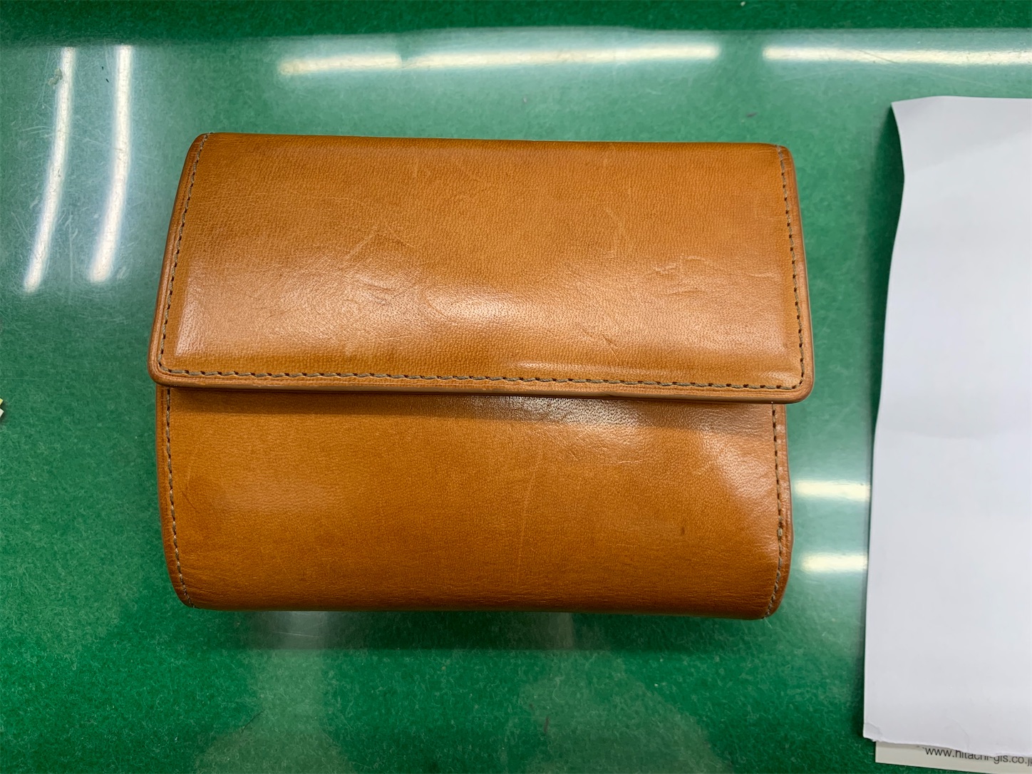正方形のヌメ革財布 無印良品 年代物