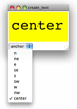 Python.use(better,Tkinter)《余録》itemconfigure(anchor=) - 続・ひよ子のきもち