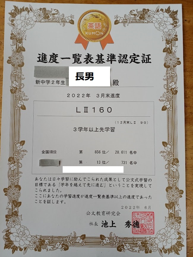 子供達 公文 進度一覧表基準認定証 22年3月末 をもらってきました 子ども4人のドタバタ日記 子供達 公文 進度一覧表基準認定証 22年3月末 をもらってきました 子ども4人のドタバタ日記