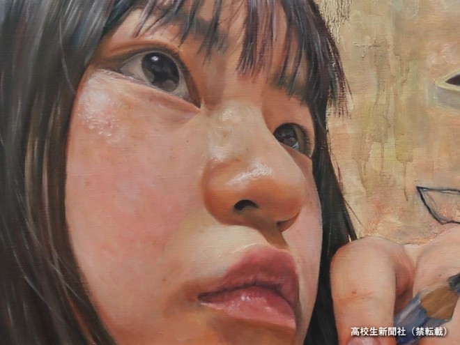 リアルすぎる肌、髪…色の研究重ね自画像描いた高校生の油絵が全国展へ