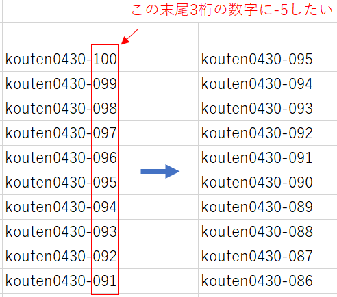 文字列中の数字に指定値を加減算する Vbaの勉強を始めてみた