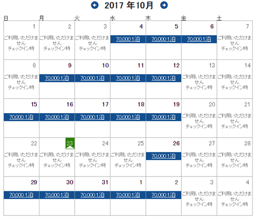 2017年10月のザ・リッツ・カールトン京都無料宿泊に必要なポイント数