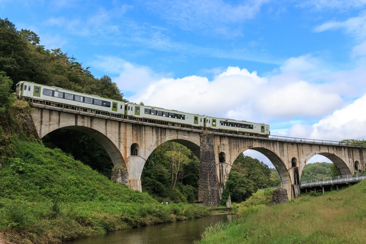 眼鏡橋を渡る電車