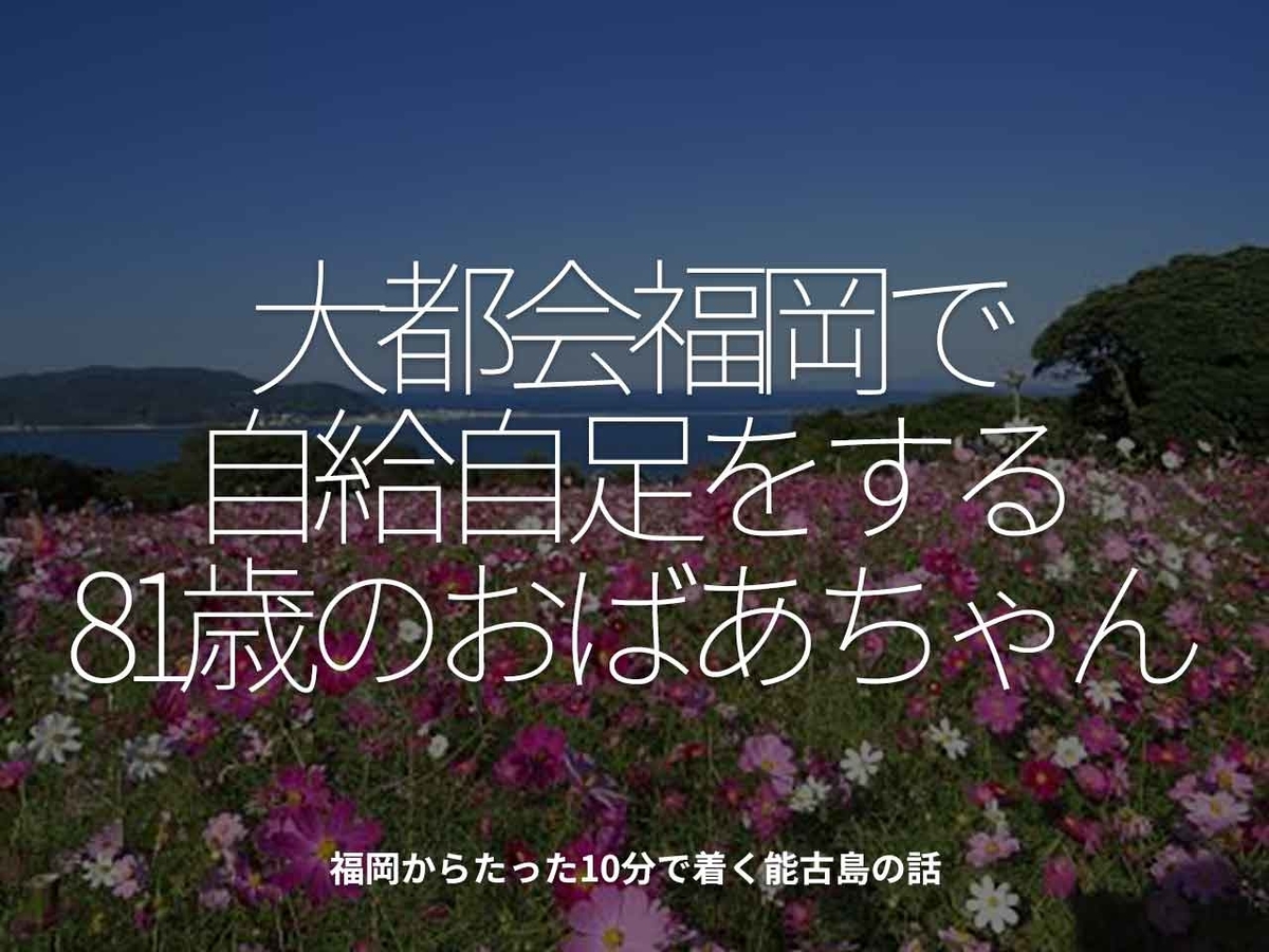 670食目 大都会福岡で自給自足する81歳のおばあちゃん 福岡からたった10分で着く能古島 適材適食 てきざいてきしょく