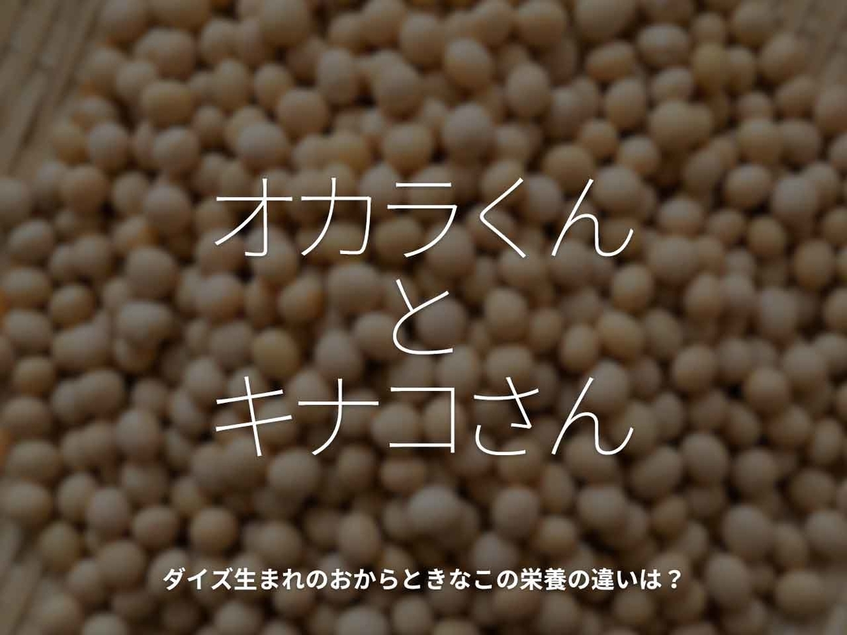 「オカラくんとキナコさん」ダイズ生まれのおからときなこの栄養の違いは？【適材適食】小園亜由美（管理栄養士・野菜ソムリエ上級プロ）