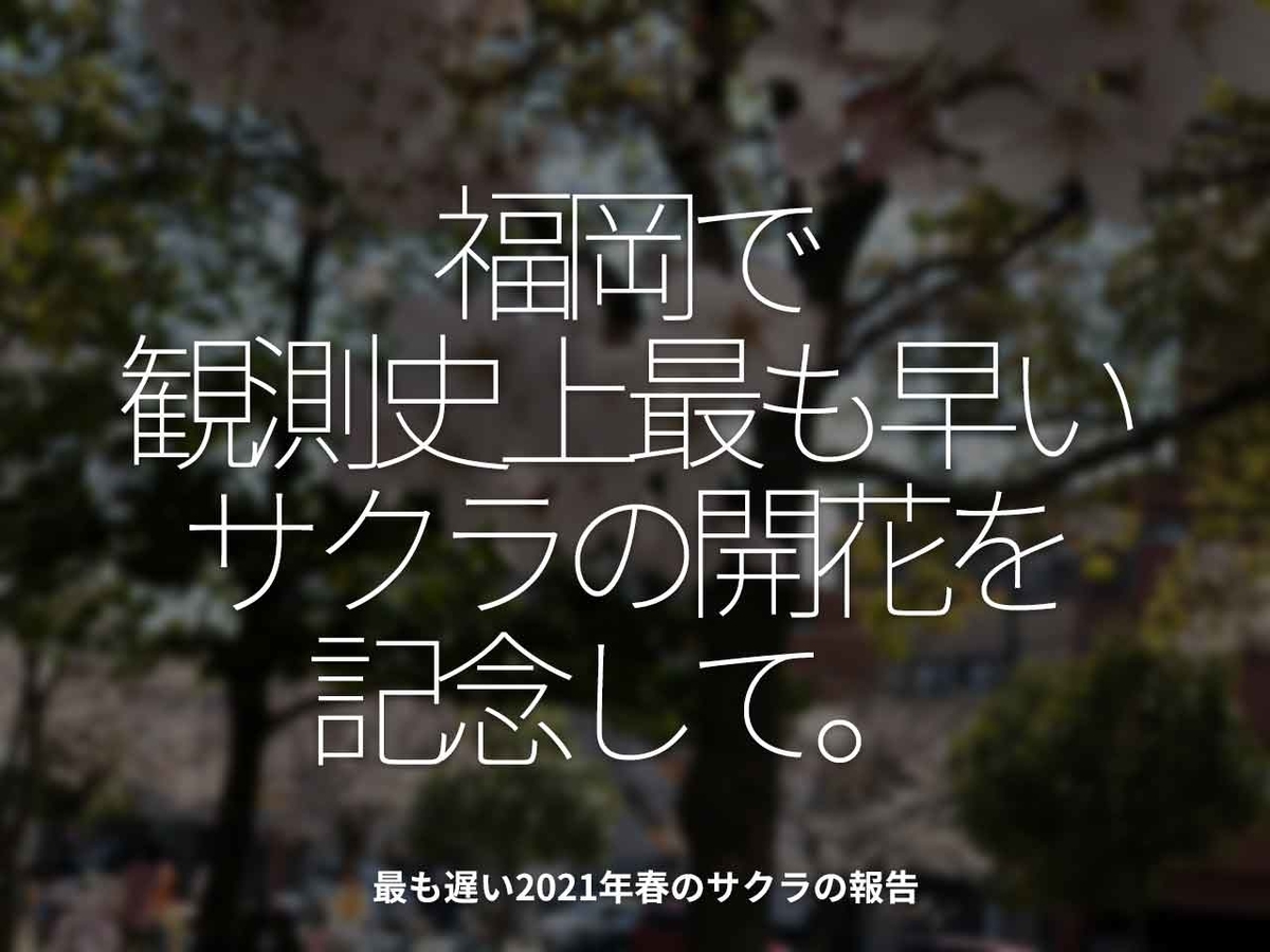 「福岡で観測史上最も早いサクラの開花を記念して。」最も遅い2021年春のサクラの報告【適材適食】小園亜由美(管理栄養士・野菜ソムリエ上級プロ)糖尿病専門・甲状腺専門クリニック勤務@福岡姪浜・福岡天神