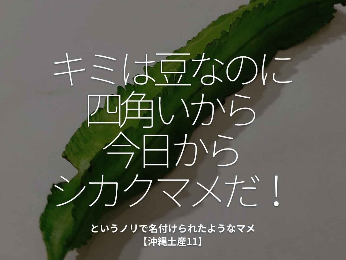 「キミは豆なのに四角いから今日からシカクマメだ!」というノリで名付けられたようなマメ【沖縄土産11】【適材適食】小園亜由美(管理栄養士・野菜ソムリエ上級プロ)糖尿病専門・甲状腺専門クリニック勤務@福岡姪浜・福岡天神