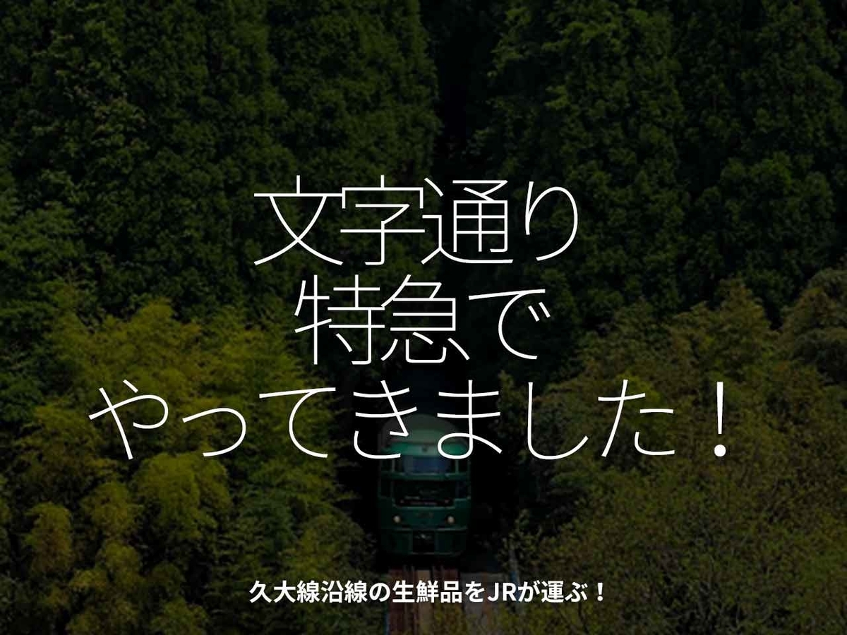 「文字通り特急でやってきました！」久大線沿線の生鮮品をJRが運ぶ！【適材適食】小園亜由美（管理栄養士・野菜ソムリエ上級プロ）糖尿病専門・甲状腺専門クリニック勤務＠福岡姪浜・福岡天神