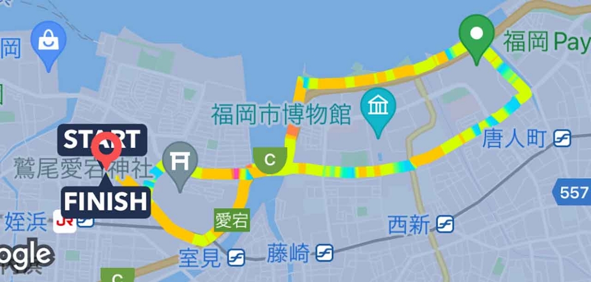 「私のペースで楽しくランラン♪ランニング72本目」咲き始めた桜を探しながらPayPayドームを目指すコース＠福岡【適材適食】小園亜由美（管理栄養士・野菜ソムリエ上級プロ）糖尿病専門・甲状腺専門クリニック勤務＠福岡姪浜・福岡天神