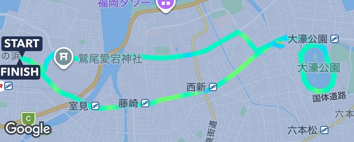 「私のペースで楽しくランラン♪ランニング294本目」25kmを目標に海沿いや大濠公園、地下鉄沿線を走るコース【適材適食】小園亜由美（管理栄養士・野菜ソムリエ上級プロ）糖尿病専門・甲状腺専門二田哲博クリニック勤務＠福岡姪浜・福岡天神
