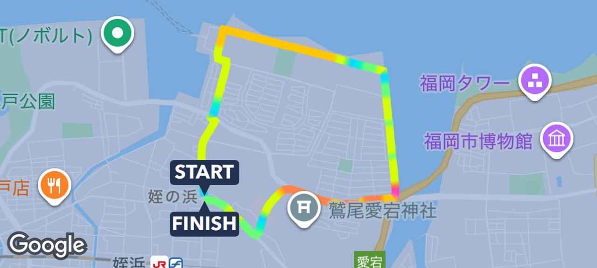 「私のペースで楽しくランラン♪ランニング（時々ウォーキング）302本目」マリナタウン海浜公園を廻る四角いコース【適材適食】小園亜由美（管理栄養士・野菜ソムリエ上級プロ）糖尿病専門・甲状腺専門二田哲博クリニック勤務＠福岡姪浜・福岡天神