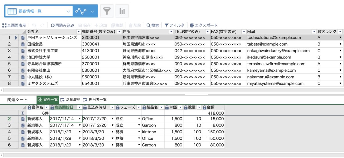 krewSheet顧客管理