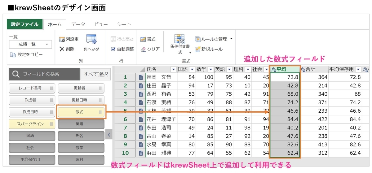 krewSheetの数式フィールドはこう追加する