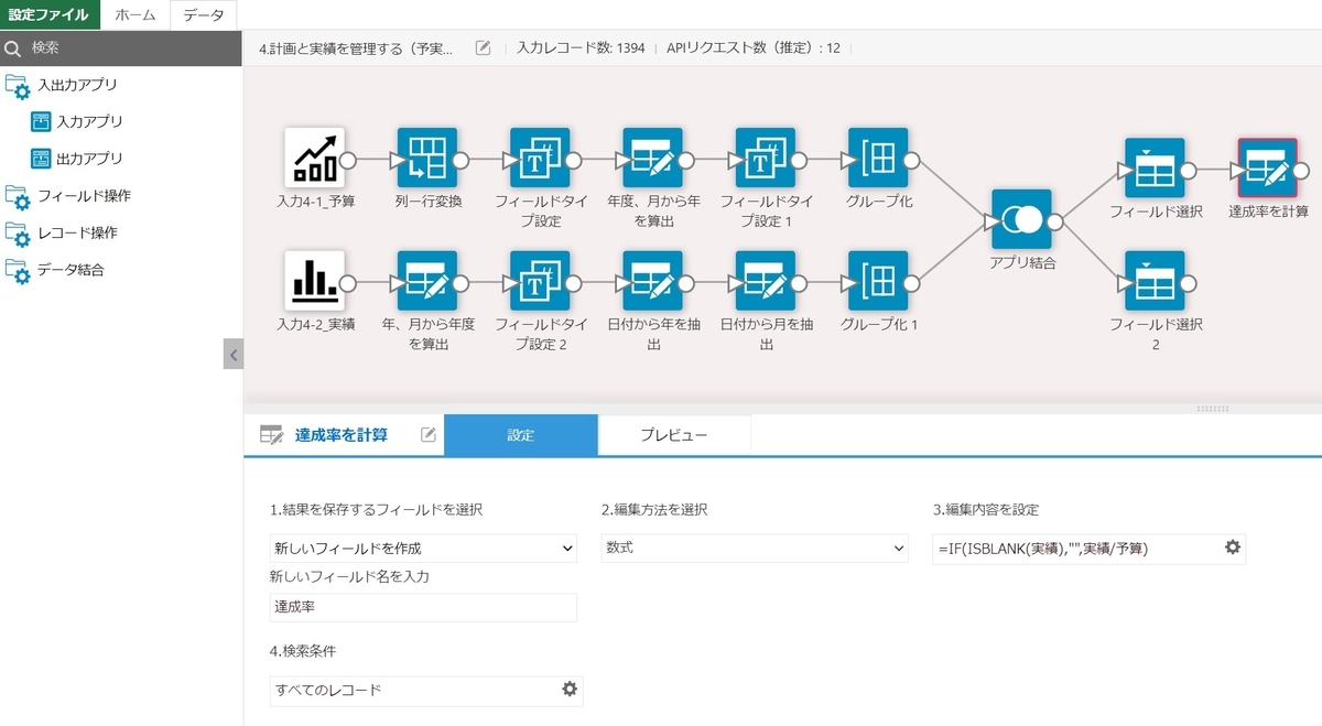 達成率を計算する