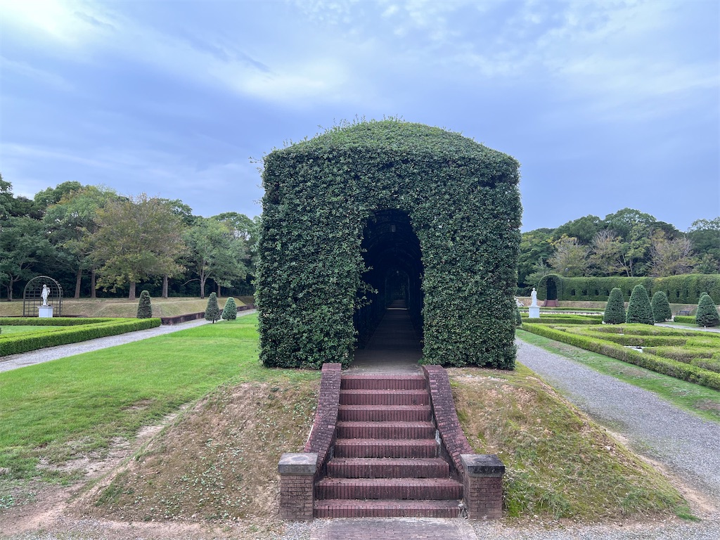 庭園にある植木のトンネル