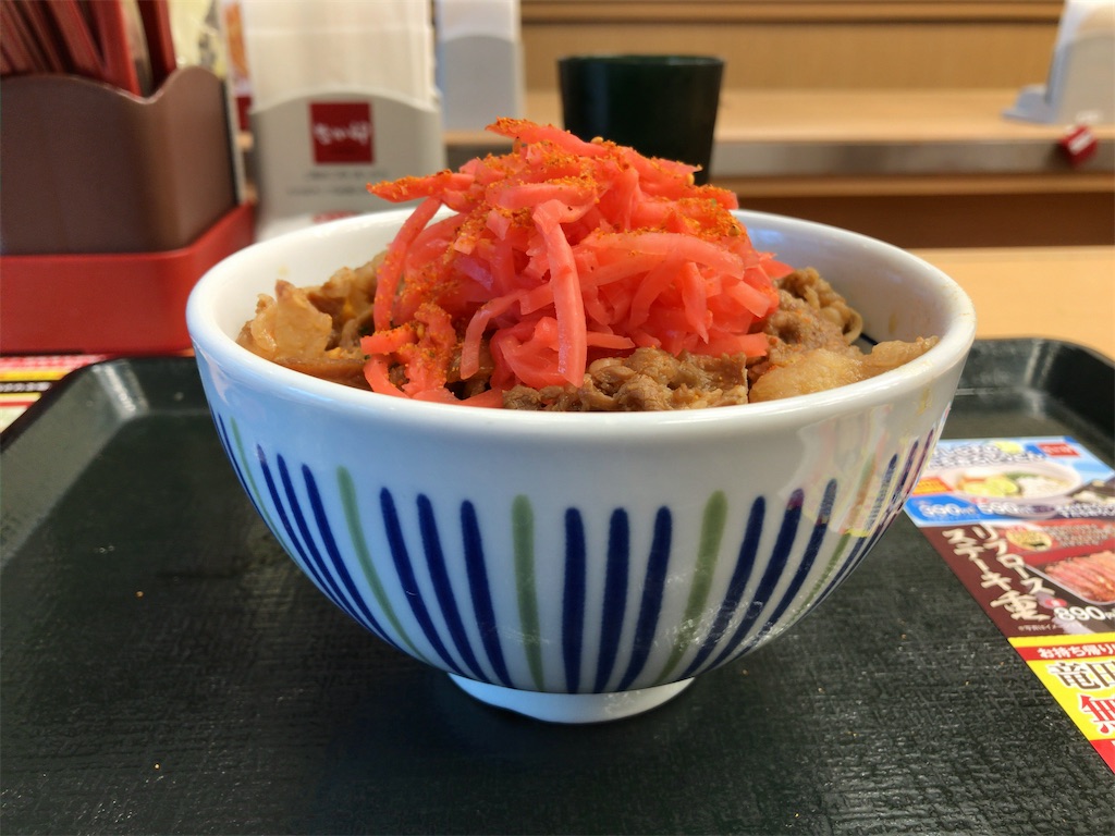 駅前のなか卯で食べる牛丼に紅生姜が合う なか卯 外ごはん家ごはん