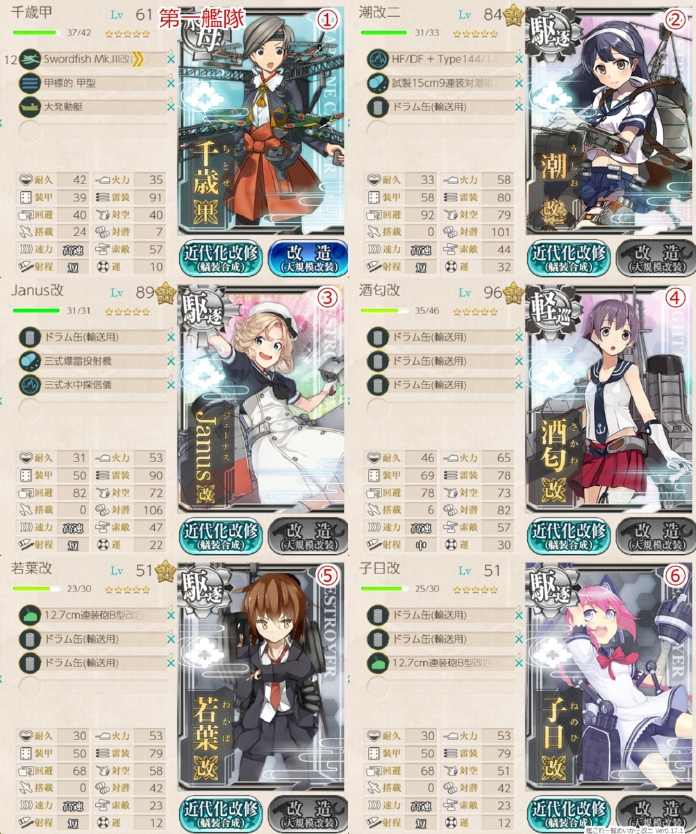 梅雨 夏イベント 京艦同会員の編成例 E 1 編集中 随時更新 京都大学艦これ同好会 会員の雑記ブログ