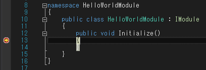 ブレークポイントに衝突すると、赤い丸が矢印に変わります。