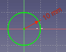 半径10mmの円を描きます。