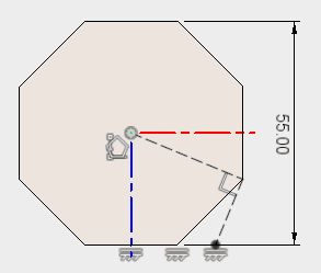 直線を引き、作図線に変更した後、拘束を追加し、スケッチを停止します。 直線を引き、作図線に変更した後、拘束を追加し、スケッチを停止します。