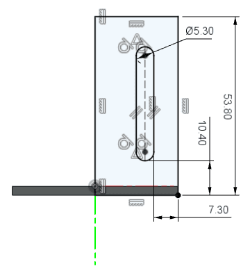 ブラケットを固定するために使用する角丸長方形を描きます。