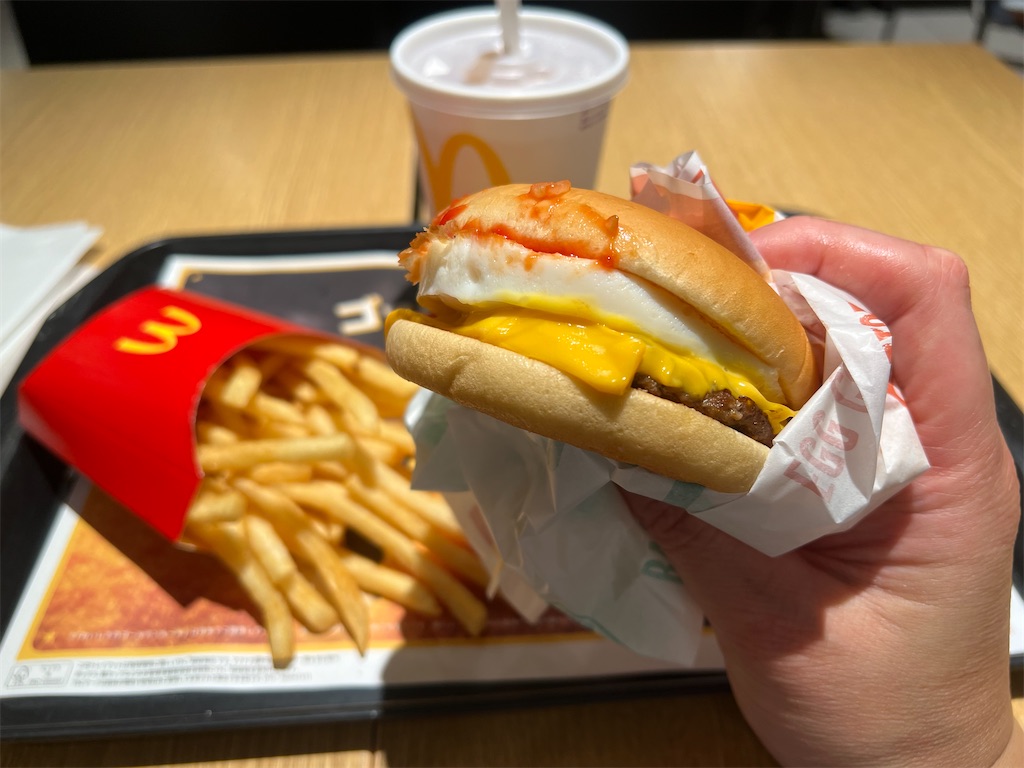 昼マックエッグチーズマックセット540円！！単純だからこそ美味しく