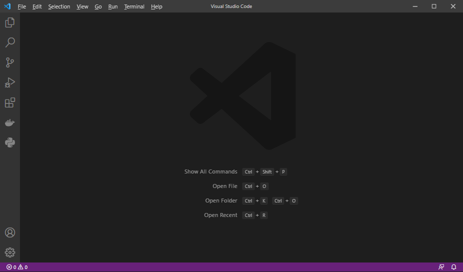 Visual Studio Code初期画面
