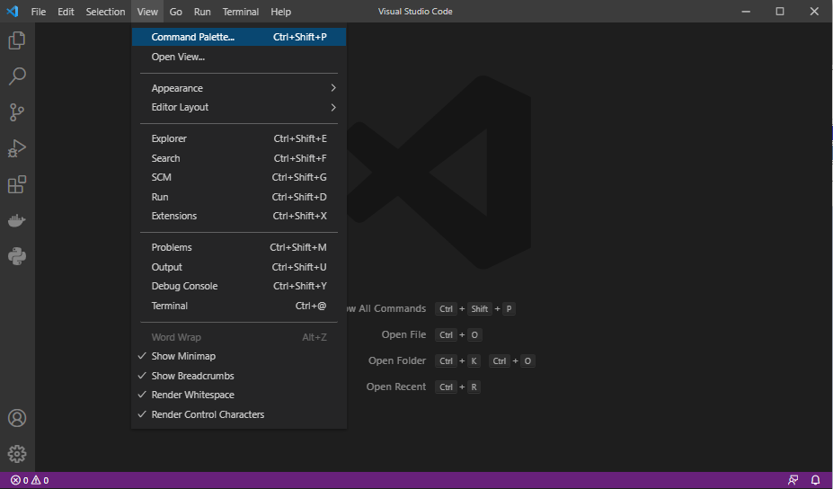 【Visual Studio Code言語切替】View→Command Paletteの選択