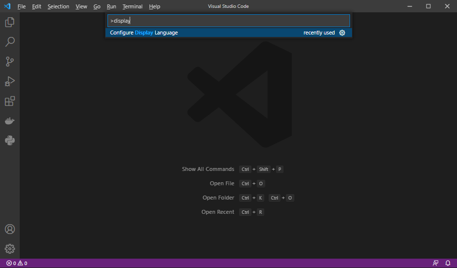 【Visual Studio Code】display入力→Configure Display Language選択