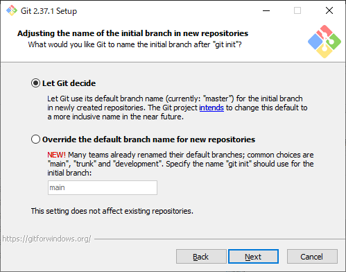 リポジトリ作成時のブランチ名確認