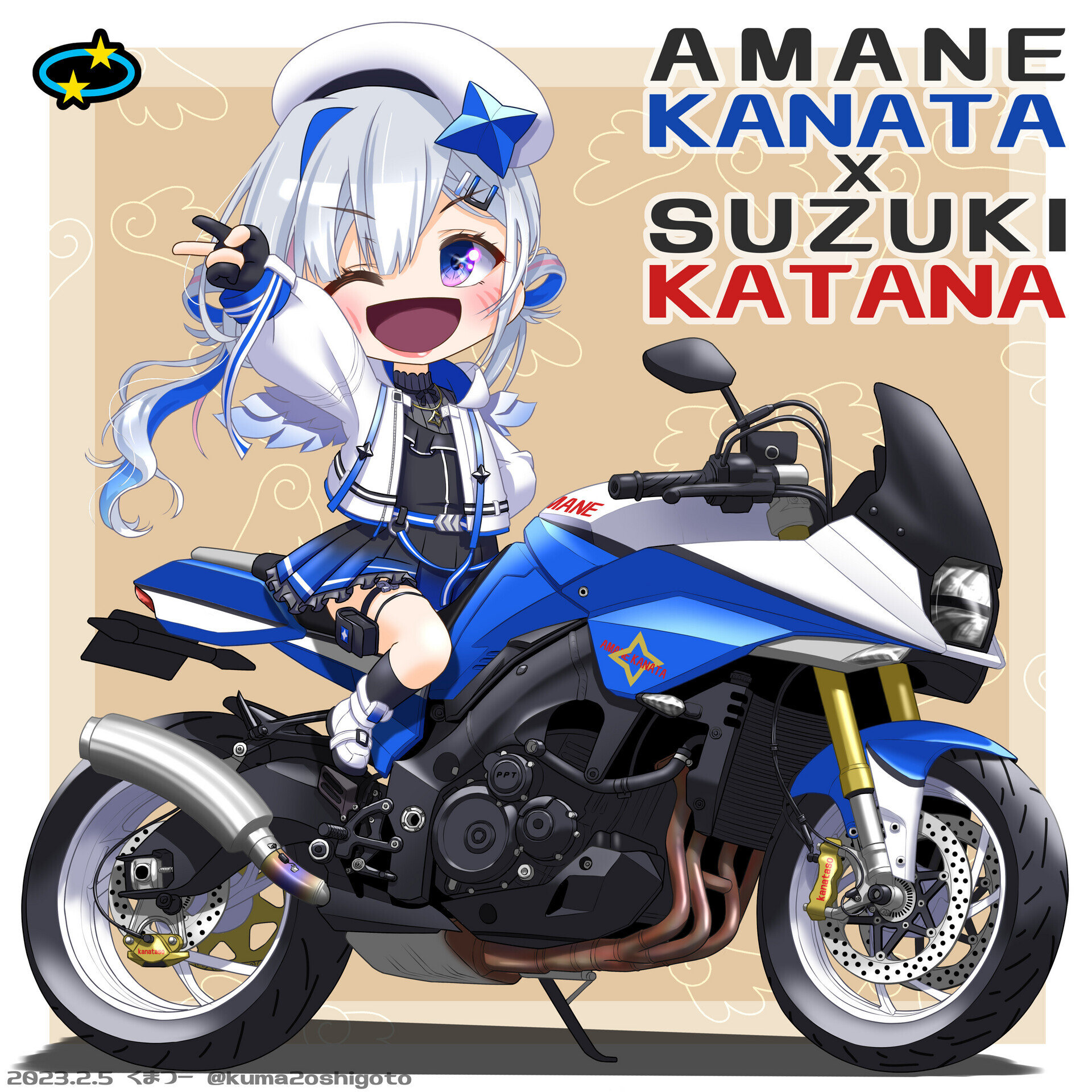 SurfaceProで描いたバイクのイラスト SUZUKI 新型KATANA と、バイクの