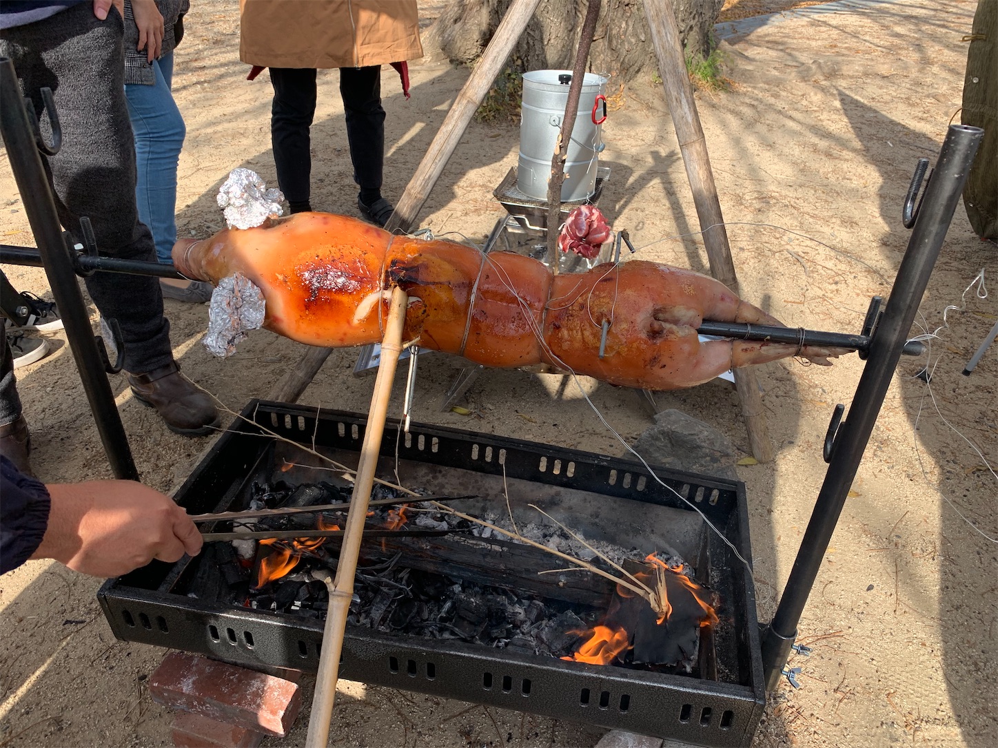 豚の丸焼き 超ワイルドなbbq アウトドア好きには1度はしてみたい夢の丸焼き 多趣味のくまちゃん日記