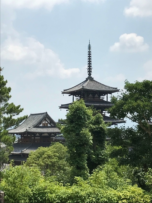 法隆寺　西円堂前から見た五重塔